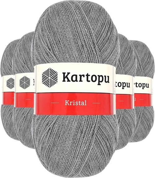 5 Adet Kristal Çift Katlı El Örgü Lif Ipi Açık Gri K1001