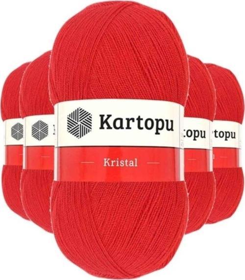 5 Adet Kristal Çift Katlı El Örgü Lif İpi Açık Kırmızı K160