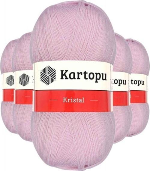 5 Adet Kristal Çift Katlı El Örgü Lif Ipi Açık Pembe K699