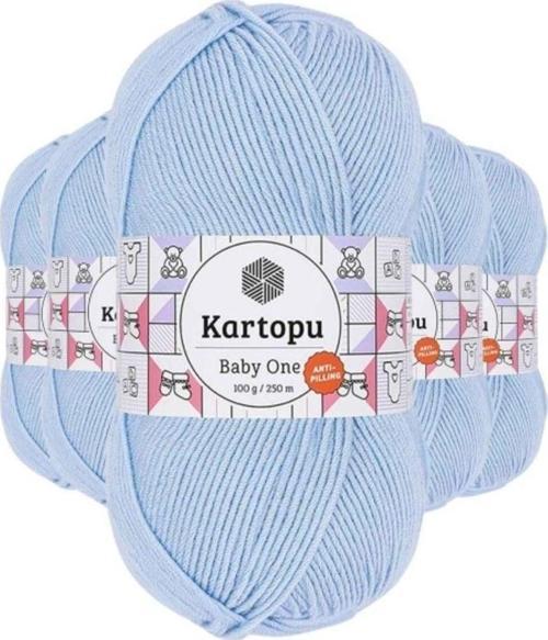 5 Adet Baby One Tüylenmeyen El Örgü İpi Yünü Mavi K544