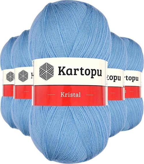 5 Adet Kristal Çift Katlı El Örgü Lif İpi Bebe Mavi K540