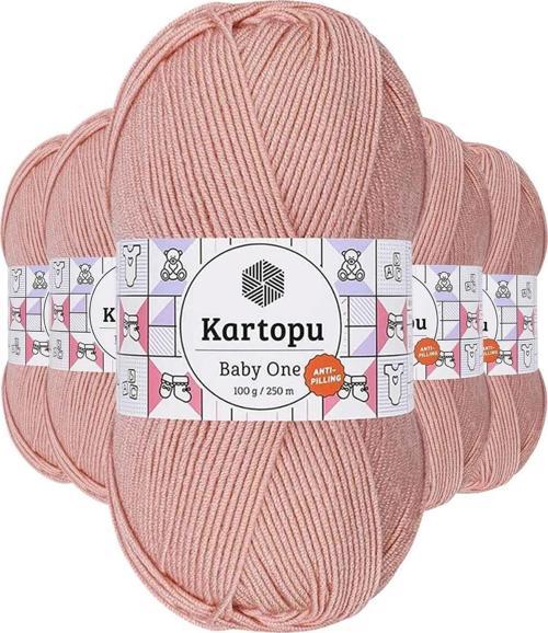 5 Adet Baby One Tüylenmeyen El Örgü İpi Yünü Pudra K258