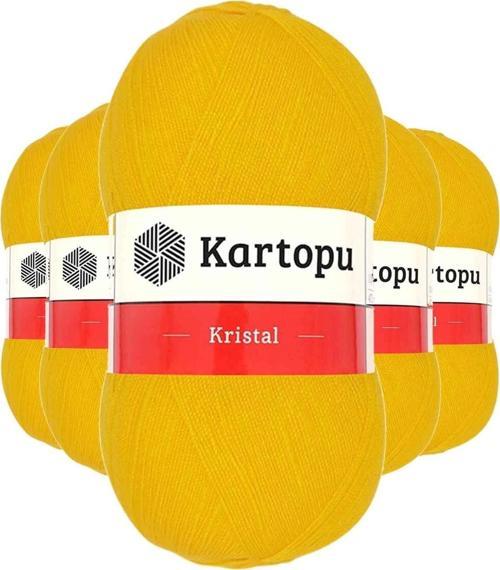 5 Adet Kristal Çift Katlı El Örgü Lif İpi Koyu Sarı K320