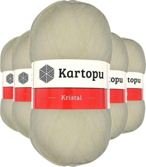 5 Adet Kristal Çift Katlı El Örgü Lif İpi Krem K025