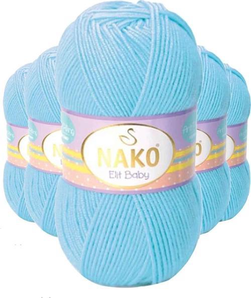 5 Adet Elite Baby El Örgü İpi Tüylenmeyen Bebek Yünü Gök Mavisi 6723