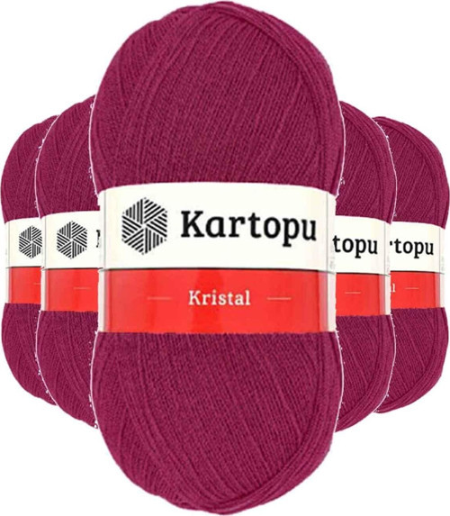5 Adet Kristal Çift Katlı El Örgü Lif İpi Vişne K1794