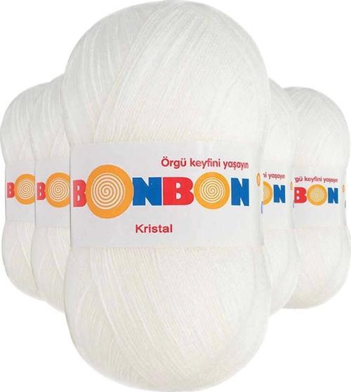 5 Adet Kristal El Örgü Lif İpi Beyaz 98200