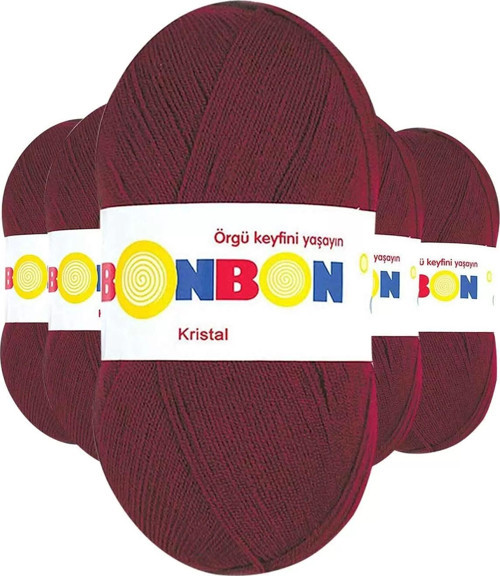 5 Adet Kristal El Örgü Lif İpi Bordo 98220