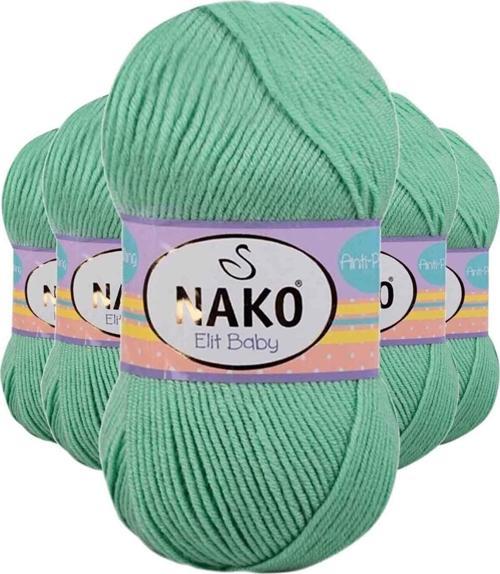 5 Adet Elite Baby El Örgü Ipi Tüylenmeyen Bebek Yünü Siyam Yeşili 10001