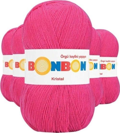 5 Adet Kristal El Örgü Lif İpi Koyu Pembe 98403