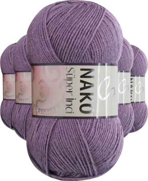 5 Adet Süper Inci El Örgü Ipi 100 Gr Açık Mürdüm 6684