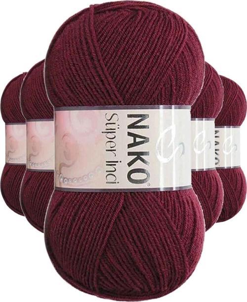 5 Adet Süper Inci El Örgü Ipi 100 Gr Bordo 999