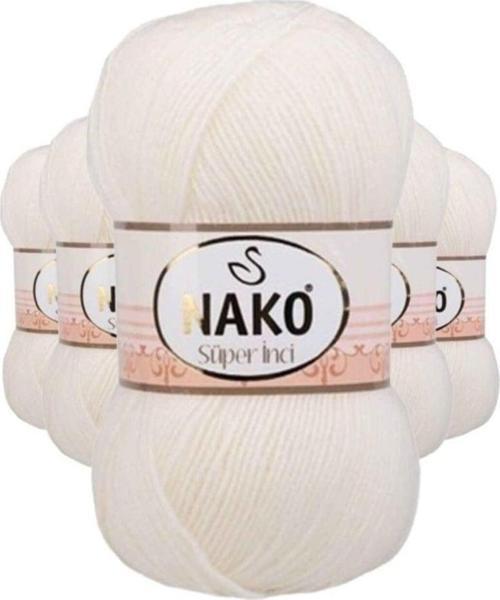 5 Adet Süper İnci El Örgü İpi 100 Gr Ekru 300