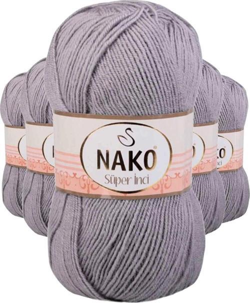 5 Adet Süper İnci El Örgü İpi 100 Gr Gri 11538