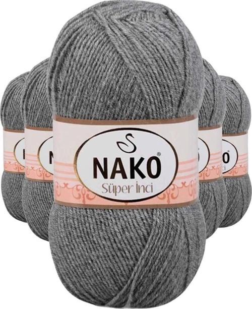 5 Adet Süper Inci El Örgü Ipi 100 Gr Gri Melanj 194