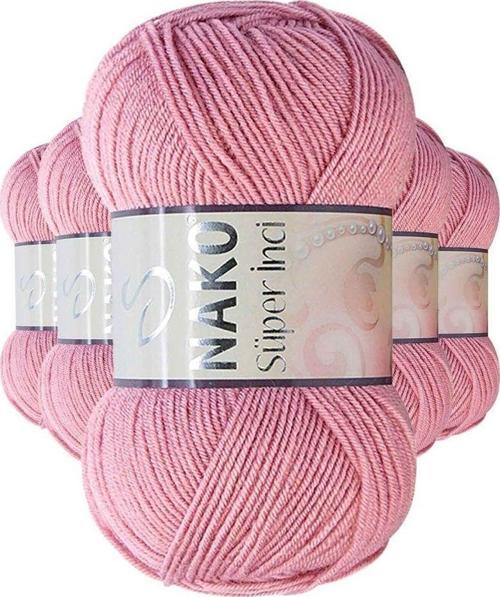 5 Adet Süper Inci El Örgü Ipi 100 Gr Gül Kurusu 275