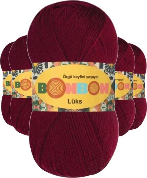 5 Adet Lüks Patik İpi Yünü Bordo 98220