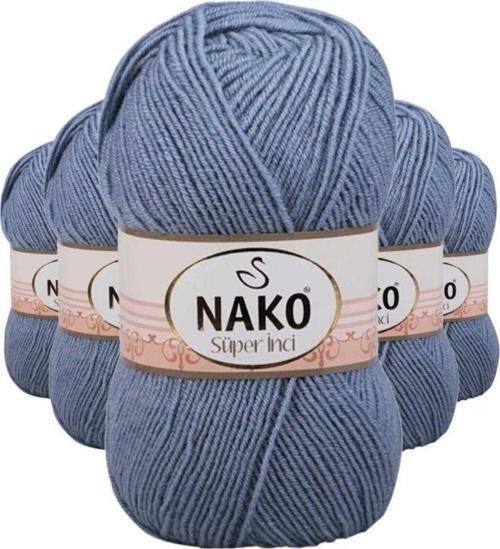 5 Adet Süper İnci El Örgü İpi 100 Gr Kot Mavi 1986