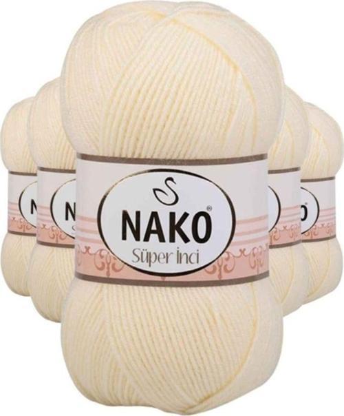 5 Adet Süper İnci El Örgü İpi 100 Gr Krem 256