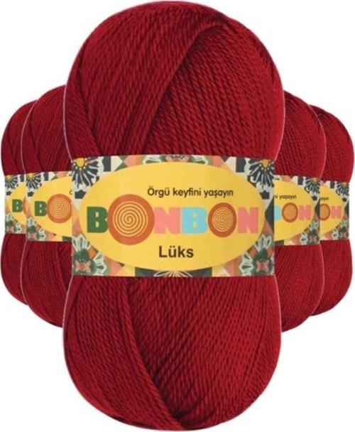 5 Adet Lüks Patik İpi Yünü Koyu Kırmızı 98296