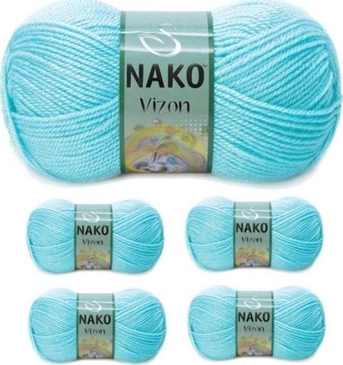 5 Adet Vizon Premium Akrilik El Örgü İpi Yünü Renk No:10535 Açık Turkuaz