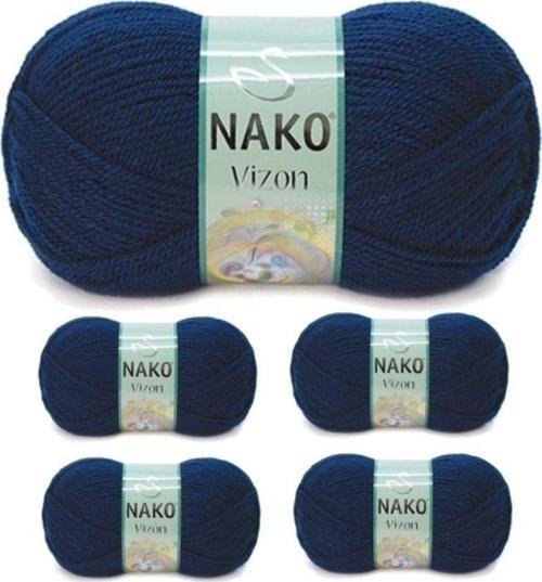 5 Adet Vizon Premium Akrilik El Örgü İpi Yünü Renk No:148 Lacivert