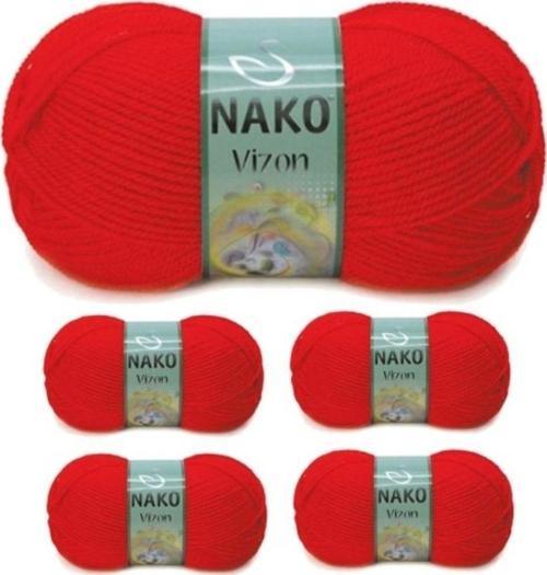 5 Adet Vizon Premium Akrilik El Örgü İpi Yünü Renk No:207 Alev Kırmızı