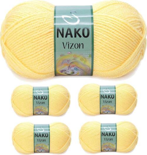 5 Adet Vizon Premium Akrilik El Örgü İpi Yünü Renk No:215 Saman Sarı