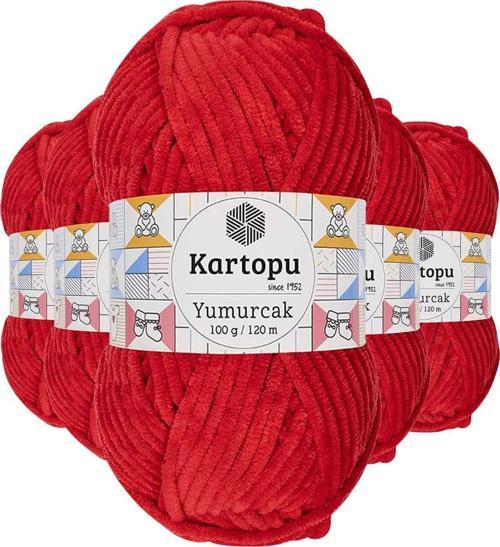 5 Adet Yumurcak Kadife El Örgü İpi Açık Kırmızı K165