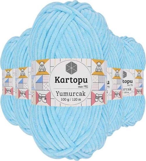 5 Adet Yumurcak Kadife El Örgü İpi Açık Turkuaz K516