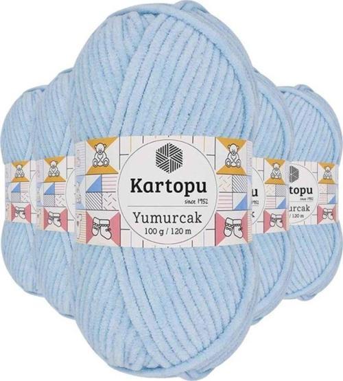 5 Adet Yumurcak Kadife El Örgü İpi Bebe Mavi K523