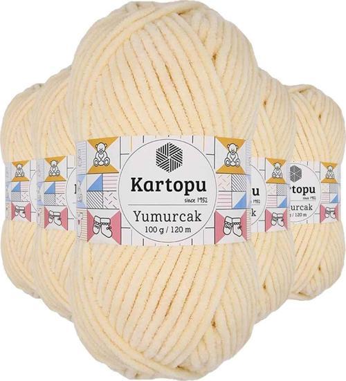 5 Adet Yumurcak Kadife El Örgü İpi Koyu Krem K349