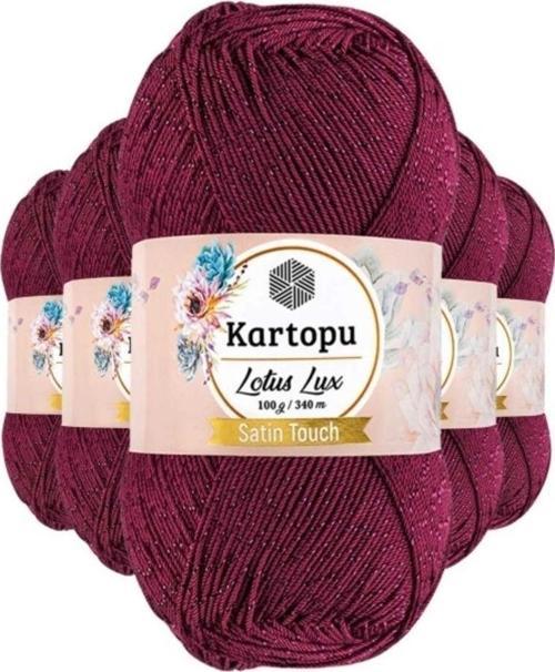 5 Adet Lotus Lux Bikini Büstiyer Bluz Simli Örgü İpi K747 Vişne