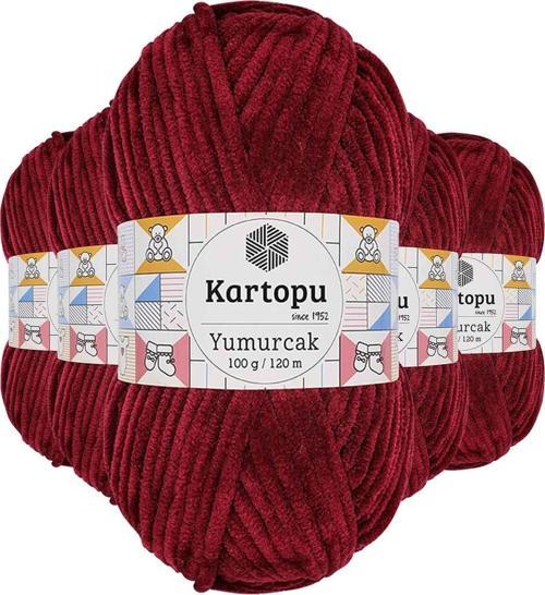 5 Adet Yumurcak Kadife El Örgü Ipi Vişne Çürüğü K106