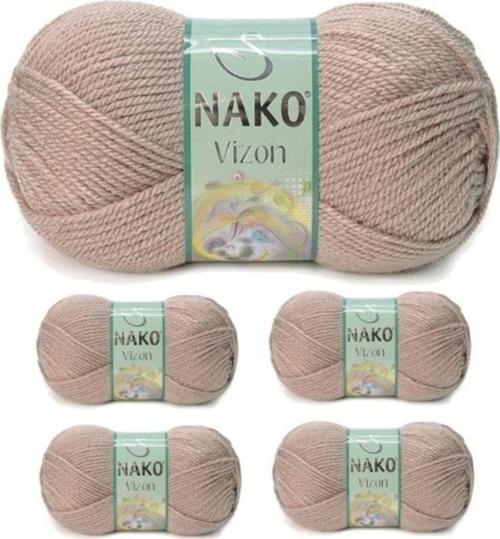 5 Adet Vizon Premium Akrilik El Örgü İpi Yünü Renk No:257 Sütlü Kahve