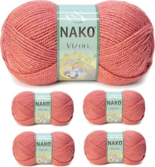 5 Adet Vizon Premium Akrilik El Örgü İpi Yünü Renk No:2574 Gül Kurusu
