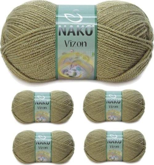 5 Adet Vizon Premium Akrilik El Örgü İpi Yünü Renk No:268 Asker Yeşil