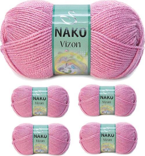 5 Adet Vizon Premium Akrilik El Örgü İpi Yünü Renk No:275 Gül Kurusu