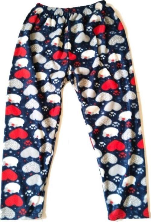 Kadın Polar Pijama Altı Termal Özellikli Kalp Desenli Büyük Beden Ev Giyim Cepsiz