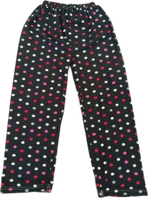 Kadın Polar Pijama Altı Termal Özellikli Siyah Puantiye Desenli Ev Giyim Cepsiz