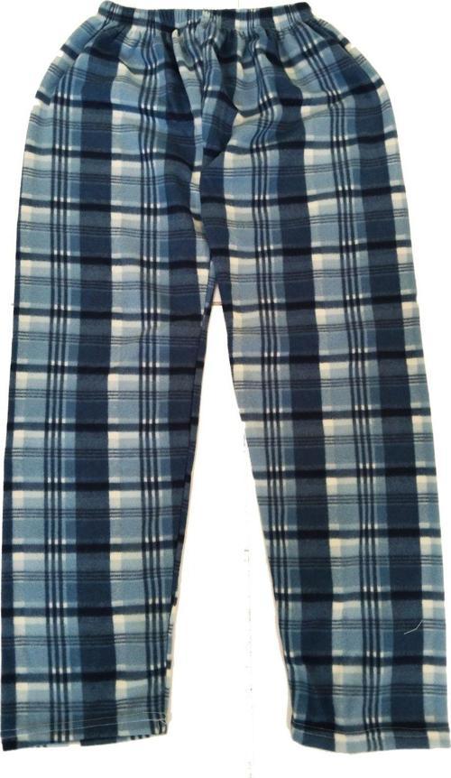 Unisex Polar Pijama Altı Termal Özellikli Mavi Ekose Desenli Ev Giyim Cepsiz