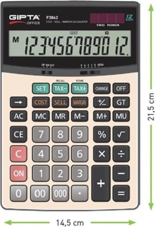 Gıpta Hesap Makinesı Masa Üstü 12 Hane F3042