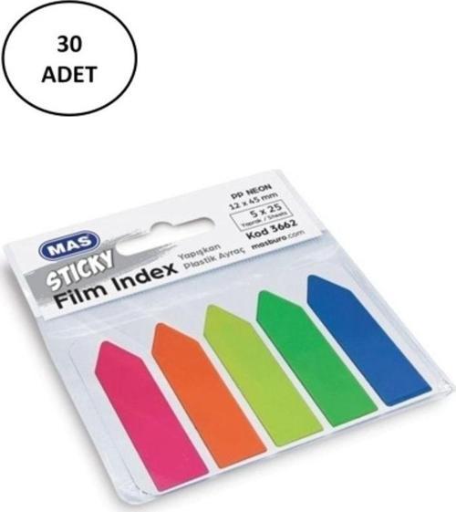 3662 Film Index 12Mm X 45 Mm 5 X 25 Cm Sayfa Pp Neon 5 Renk