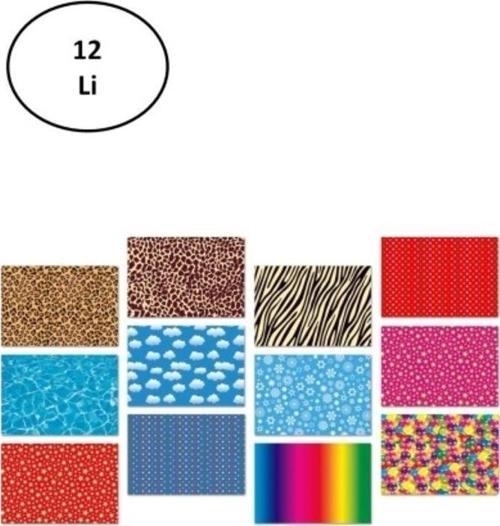 Keskin Color 35X50 Karışık Desenli Fon Kartonu 12"Li