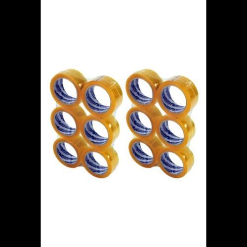 12 Adet Şeffaf Koli Bandı Güçlü Yapışkan Yüzey 40Mm 100 Metre