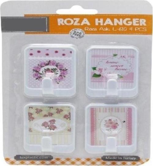 4 Lü Roza Yapışkanlı Askı 4,5X6Cm