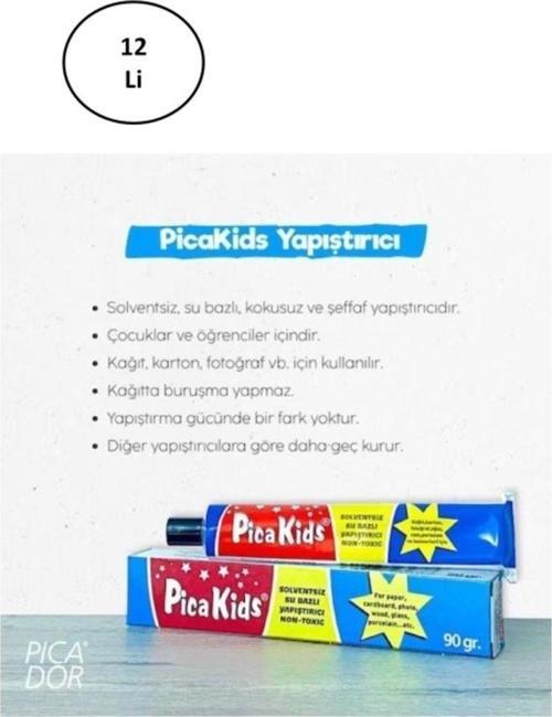 Pica Kids Su Bazlı Solventsiz 90 Gr Yapıştırıcı Tüp 12'Li