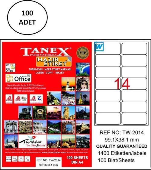 Tanex Tw-2014 Lazer Etiket 99X38 Mm 100 Adet