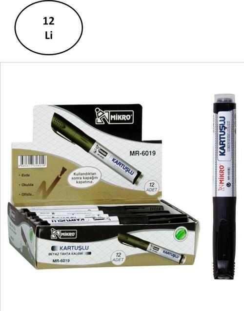 Mikro Mr-6019 Kartuşlu Beyaz Tahta Kalemi Siyah 12'Li