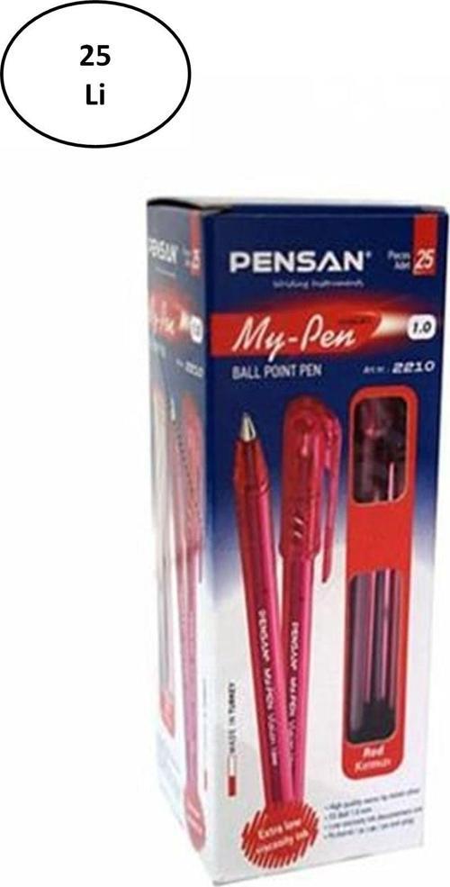 Byrclz Pensan Pe02210Tkki My-Pen Tükenmez Kalem, Kırmızı, 25'Li Byrnew